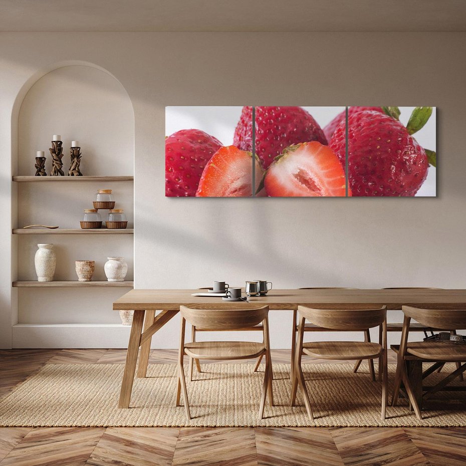 Obraz na płótnie 120x40 - Truskawki Słodki Raj - truskawki, owoce