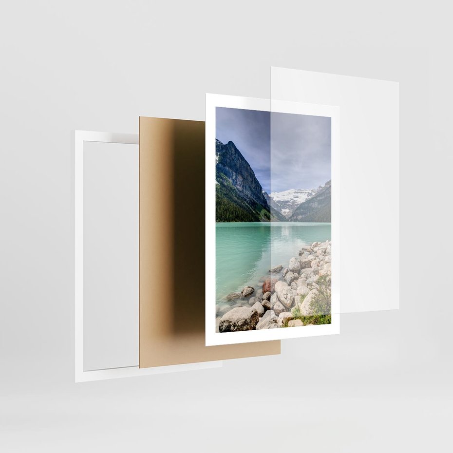 Plakat w ramie 50x70 - Górskie jezioro - spokój i piękno - jezioro, górskie - rama biała