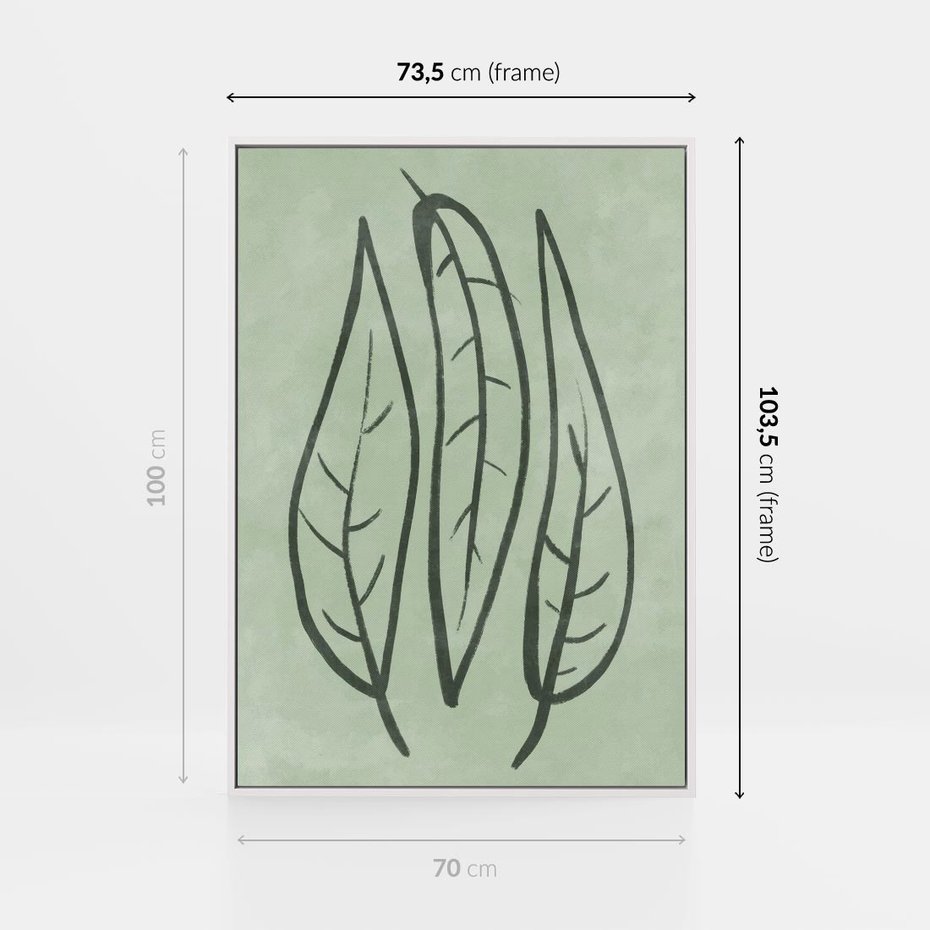 Obraz w ramie 70x100 - Energetyczne Ekspresje Natury - zielony plakat, roślinne motywy - rama biała
