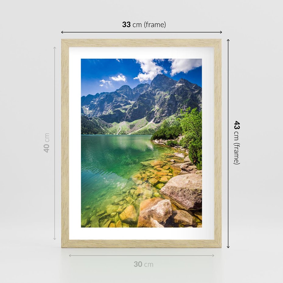 Plakat w ramie 30x40 - Mistyczne Połączenie - jezioro, góry - rama drewno