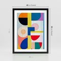 Plakat w ramie 40x50 - Harmonia Kolorowych Impulsów - abstrakcyjne geometryczne kształty, olejny obraz - rama czarna