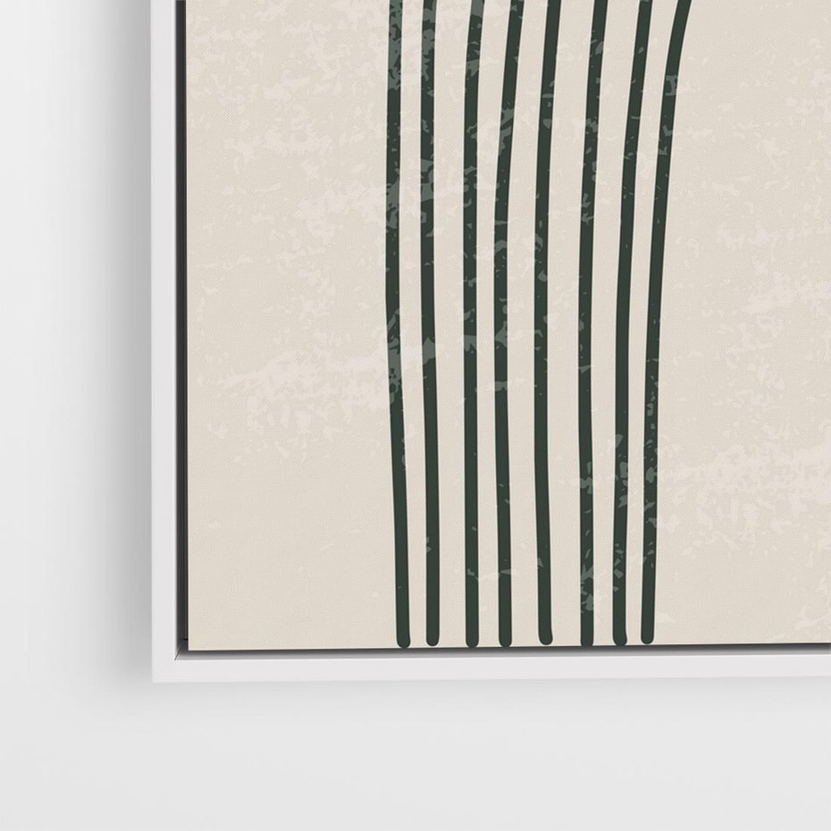 Obraz w ramie 50x50 - Intrygujące Zagięcia - boho plakat, czarna tęcza - rama biała