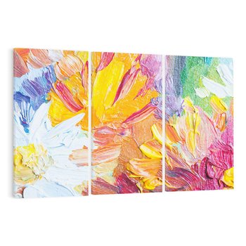 Obraz na płótnie 120x80 - Kwiatowe Harmonie - zbliżenie na obraz olejny, gruba warstwa farby