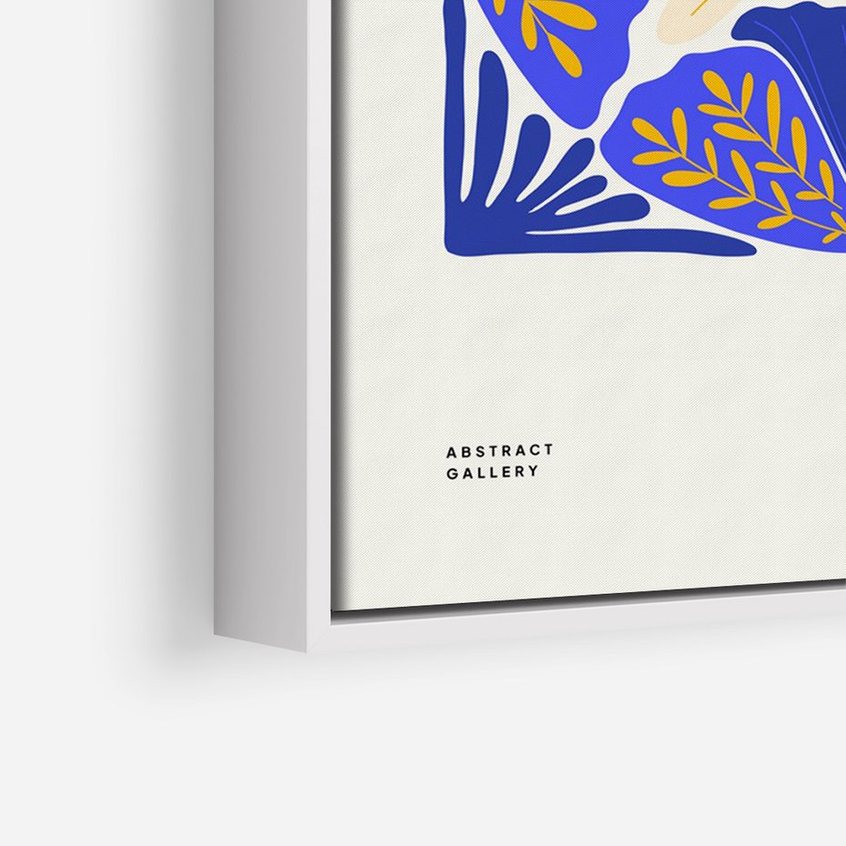 Obraz w ramie 50x70 - Księga Abstrakcji - abstrakcyjna boho kompozycja, granatowe ćmy - rama biała
