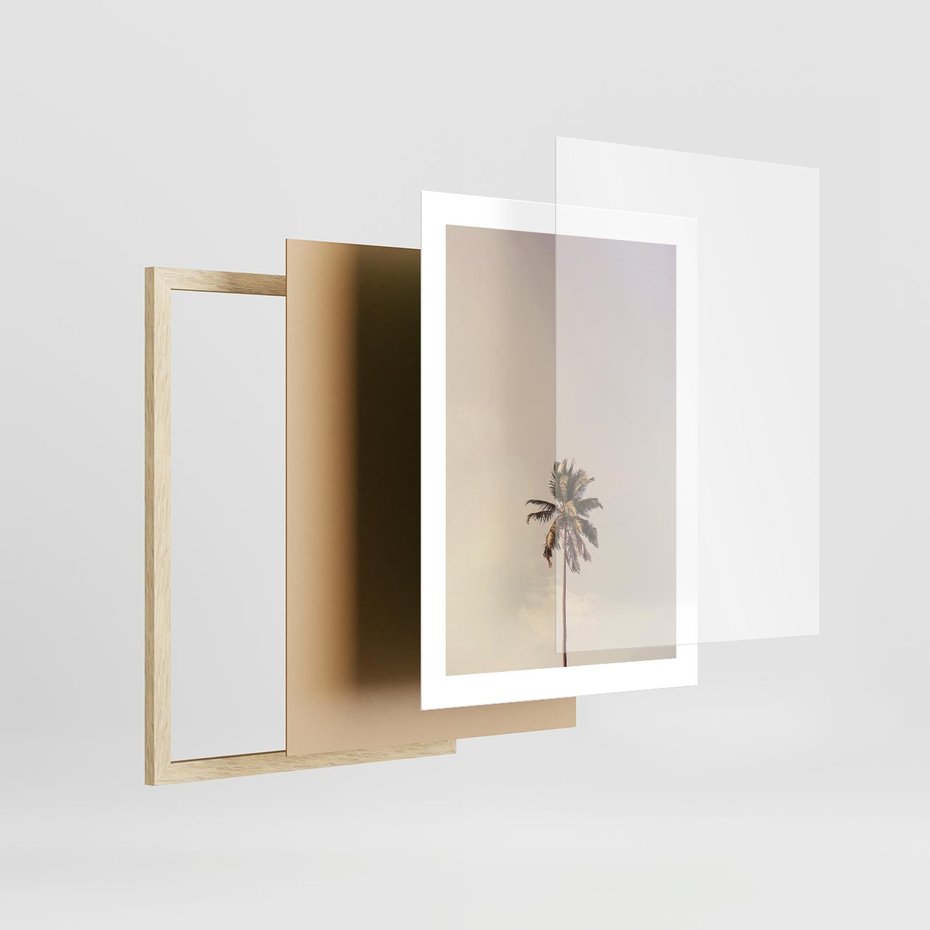 Plakat w ramie 30x40 - Samotna Palma pod Niebem - samotna palma, na tle nieba - rama drewno