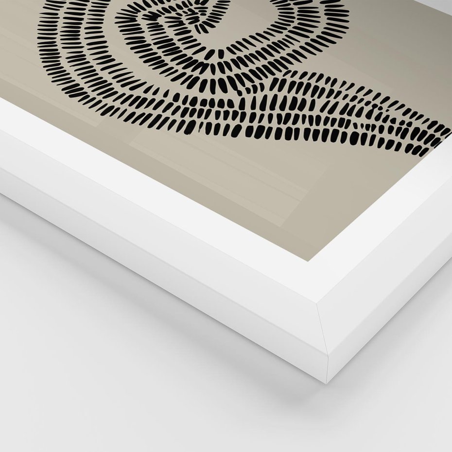 Plakat w ramie 40x50 - Nowoczesne Spektrum Wyobraźni - boho plakat, czarne kropki kreski - rama biała