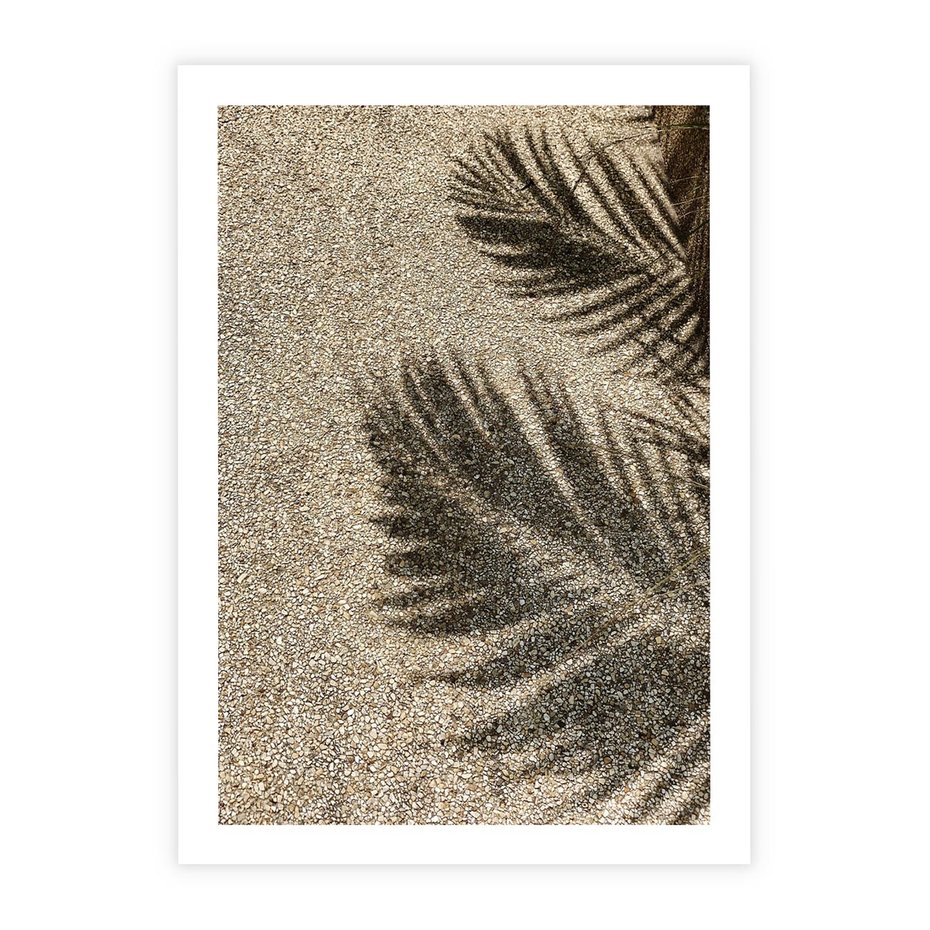 Plakat bez ramy 21x30 - Plażowa Idylla - palma, cień na piasku
