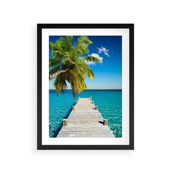 Plakat w ramie 30x40 - Hawajskie Palmy - palma, morze - rama czarna