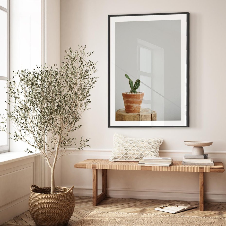 Plakat bez ramy 30x40 - Kaktus w Doniczce - minimalizm, kaktur w doniczce