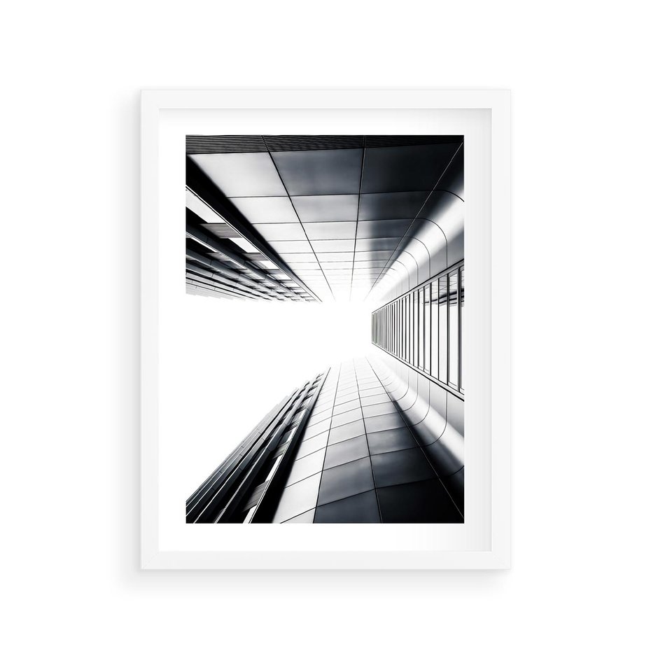Plakat w ramie 30x40 - Architektura o Prostych Formach - architektura, proste formy - rama biała