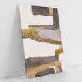 Obraz na płótnie 80x120 - Szaro-złote Wibracje - abstrakcyjne kształty, szerokie linie