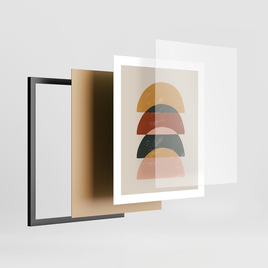 Plakat w ramie 40x50 - Energetyczne Wzory - nowoczesny plakat, abstrakcyjne kształty - rama czarna