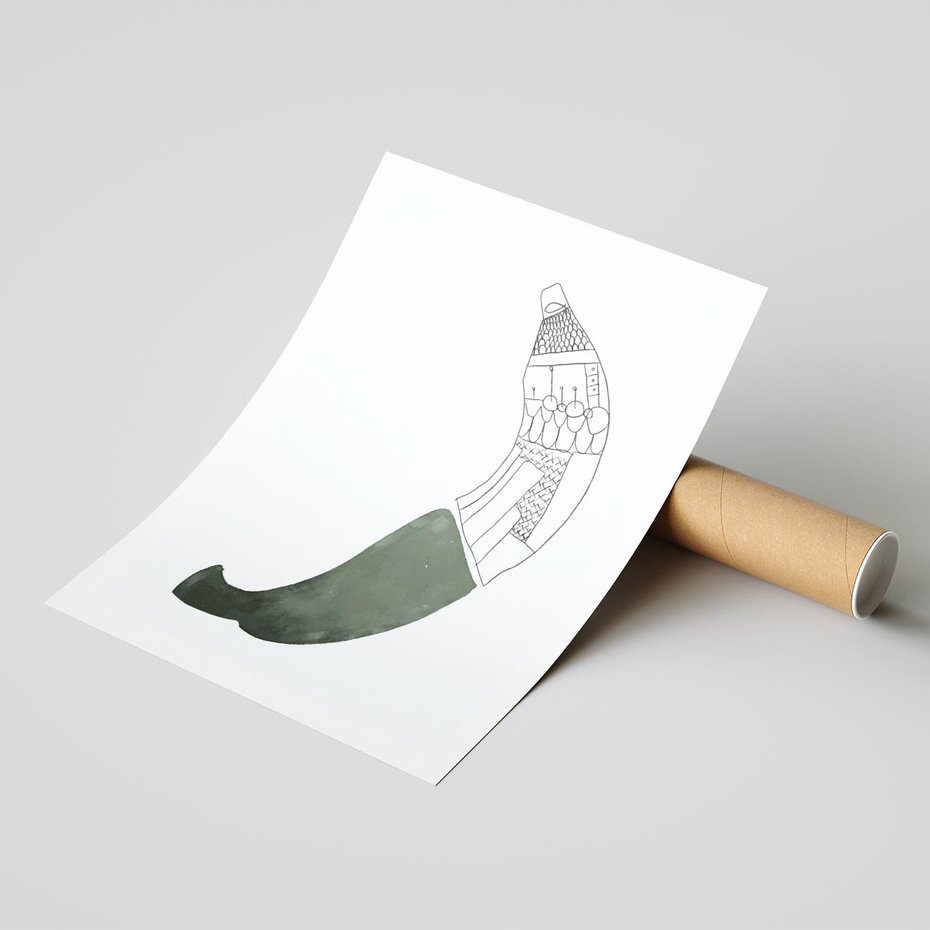 Plakat bez ramy 40x50 - Rozkwitające Barwy Akwareli - minimalistyczny plakat, banan