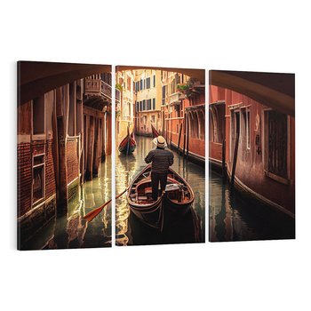 Obraz na płótnie 120x80 - Spokojna Wenecja - gondolier w gondoli, kanały Wenecji