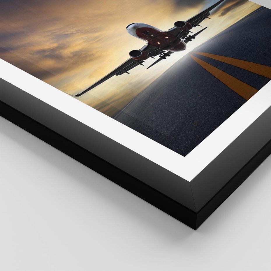 Plakat w ramie 30x40 - Podróż samolotem w pejzaż - samolot, podróż - rama czarna