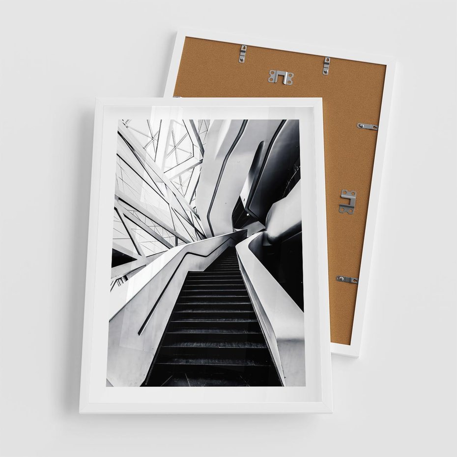 Plakat w ramie 50x70 - Współczesne Kształty - architektura, nowoczesne formy - rama biała
