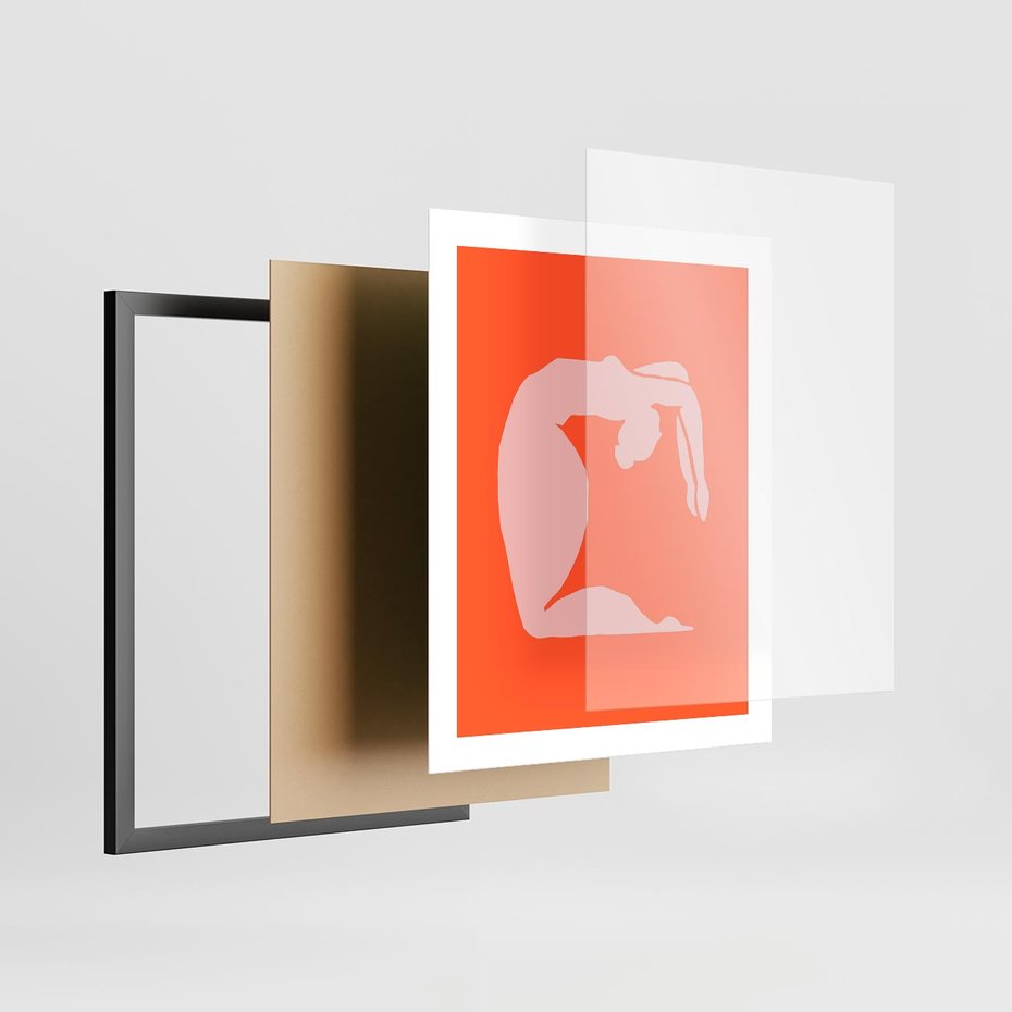 Plakat w ramie 40x50 - Antyczna Godzina - abstrakcja, kobieca sylwetka - rama czarna