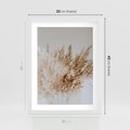 Plakat w ramie 30x40 - Boho Urok Traw Pampasowych - suche trawy, pampas - rama biała