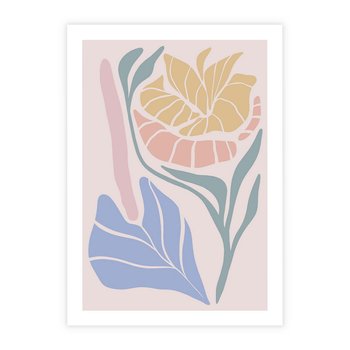 Plakat bez ramy 21x30 - Kwiatowe Granice Kształtów - nowoczesny plakat, kwiaty w pastelowych kolorach