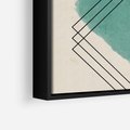 Obraz w ramie 50x50 - Impresje Przestrzeni - akwarelowa plama, geometryczne szkicowane kształty - rama czarna