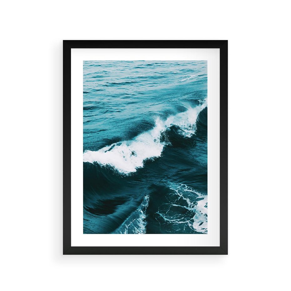 Plakat w ramie 30x40 - Wibracje Oceanu - turkusowy ocean, fale - rama czarna