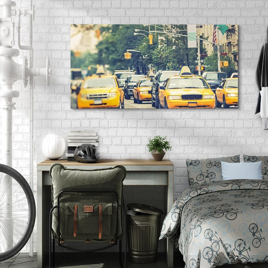Obraz na płótnie 140x70 - Miasto Taksówek - taksówki, miasto
