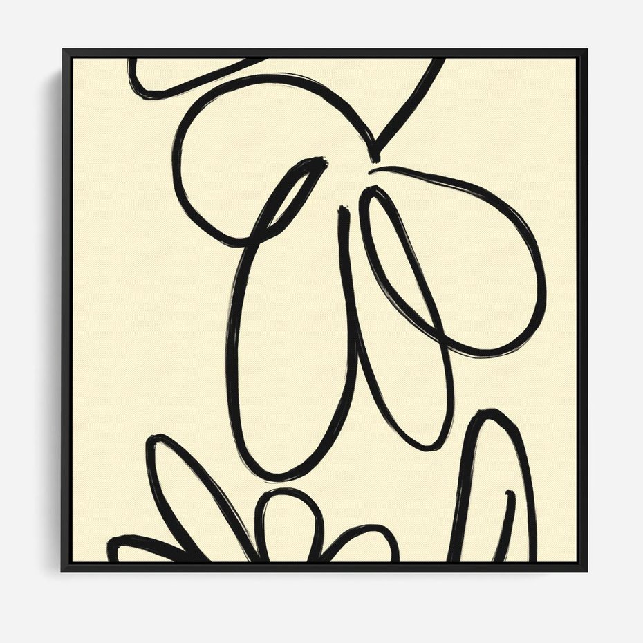 Obraz w ramie 50x50 - Złamane Granice - abstrakcyjna sztuka, przypominająca kwiat - rama czarna