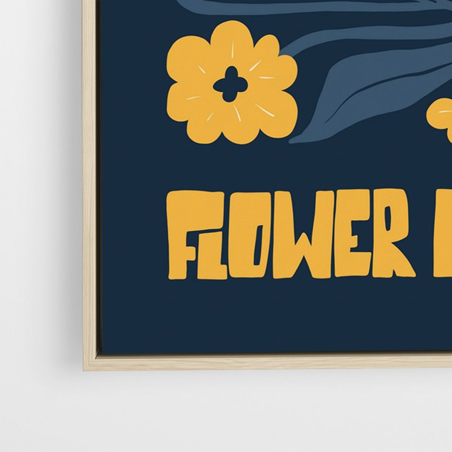 Obraz w ramie 70x100 - Impulsy Rozkwitu - plakat, granatowe tło - rama drewno