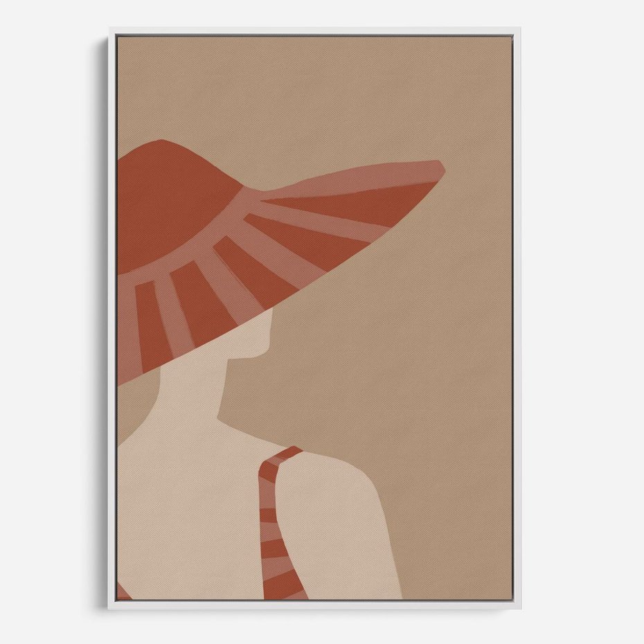 Obraz w ramie 50x70 - Kobiecy Portret - plakat retro, kobieta w kapeluszu - rama biała