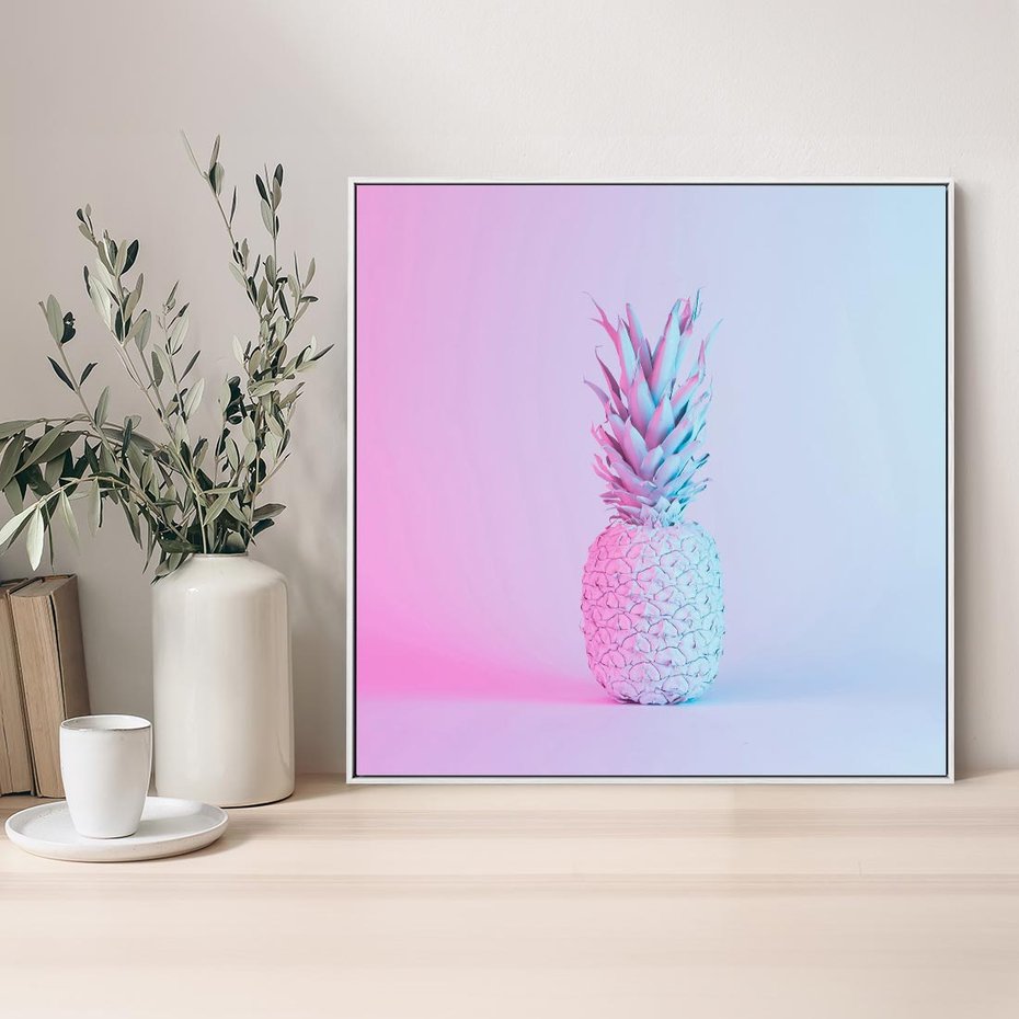 Obraz w ramie 50x50 - Ananas Abstrakcja - ananas, abstrakcja - rama biała