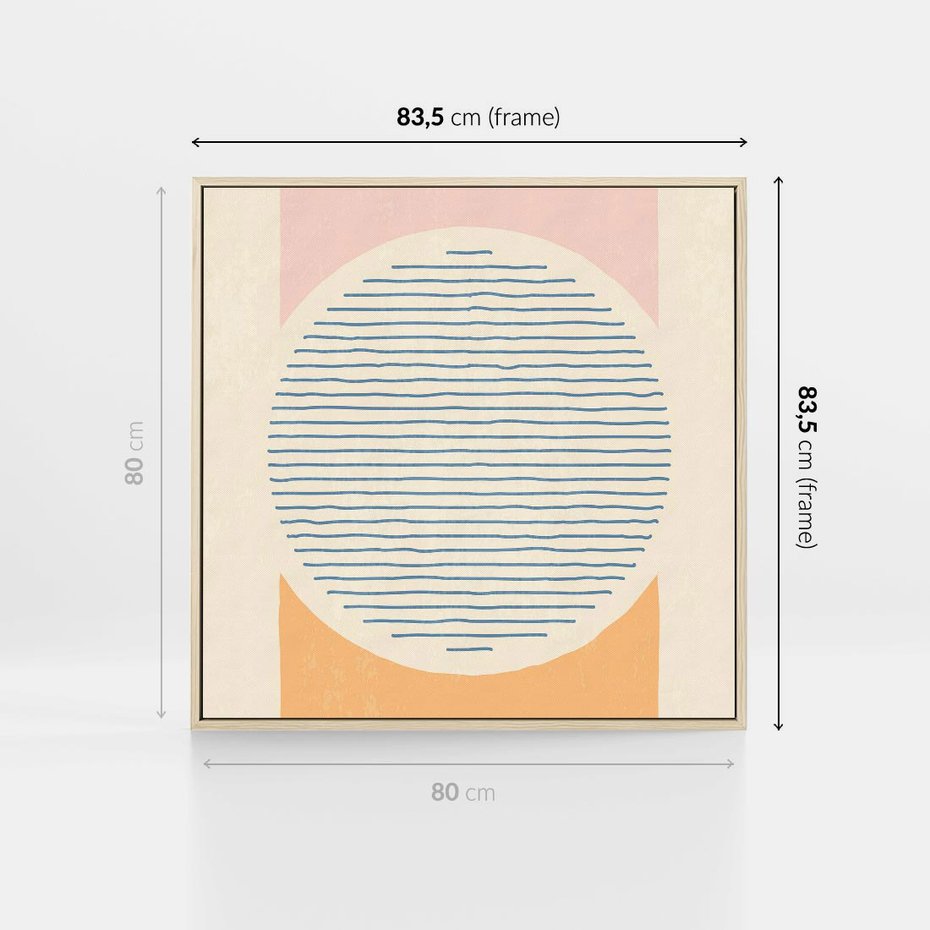 Obraz w ramie 80x80 - Rozbijająca Opowieść - geometryczne kształty, koła - rama drewno