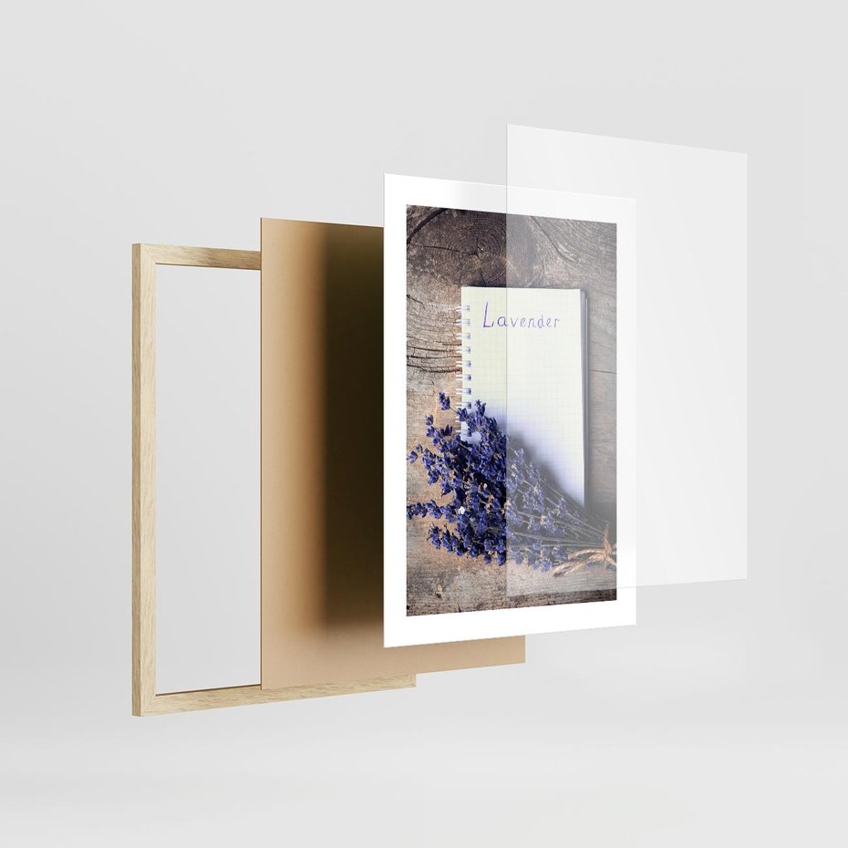 Plakat w ramie 30x40 - Lawendowa Magia - lawenda, fiolet - rama drewno