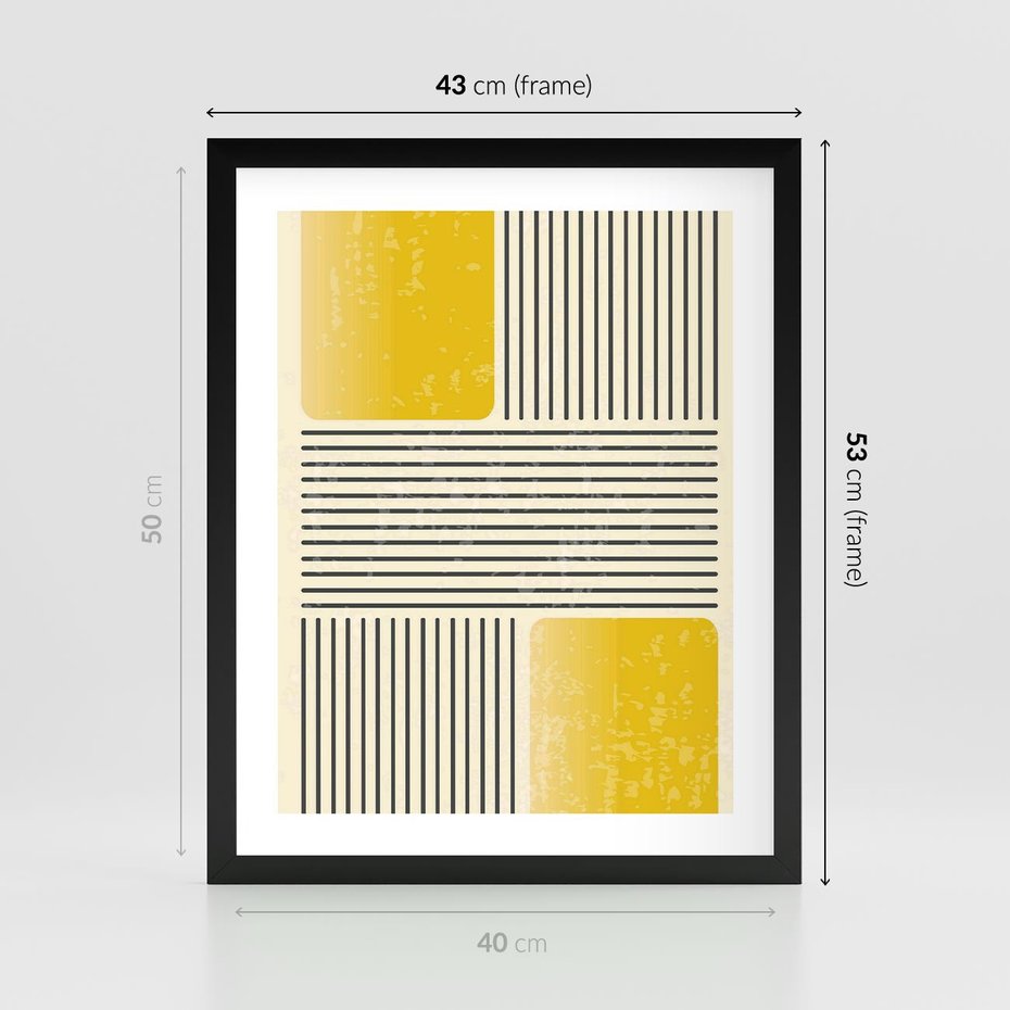 Plakat w ramie 40x50 - Geometria w Ruchu - geometria, proste linie - rama czarna
