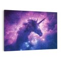 Obraz na płótnie 70x50 - Mityczna podróż - kosmos, jednorożec