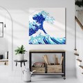 Obraz na płótnie 70x70 - Fala Japandi - wielka fala w Kaganawie, obraz Hokusai