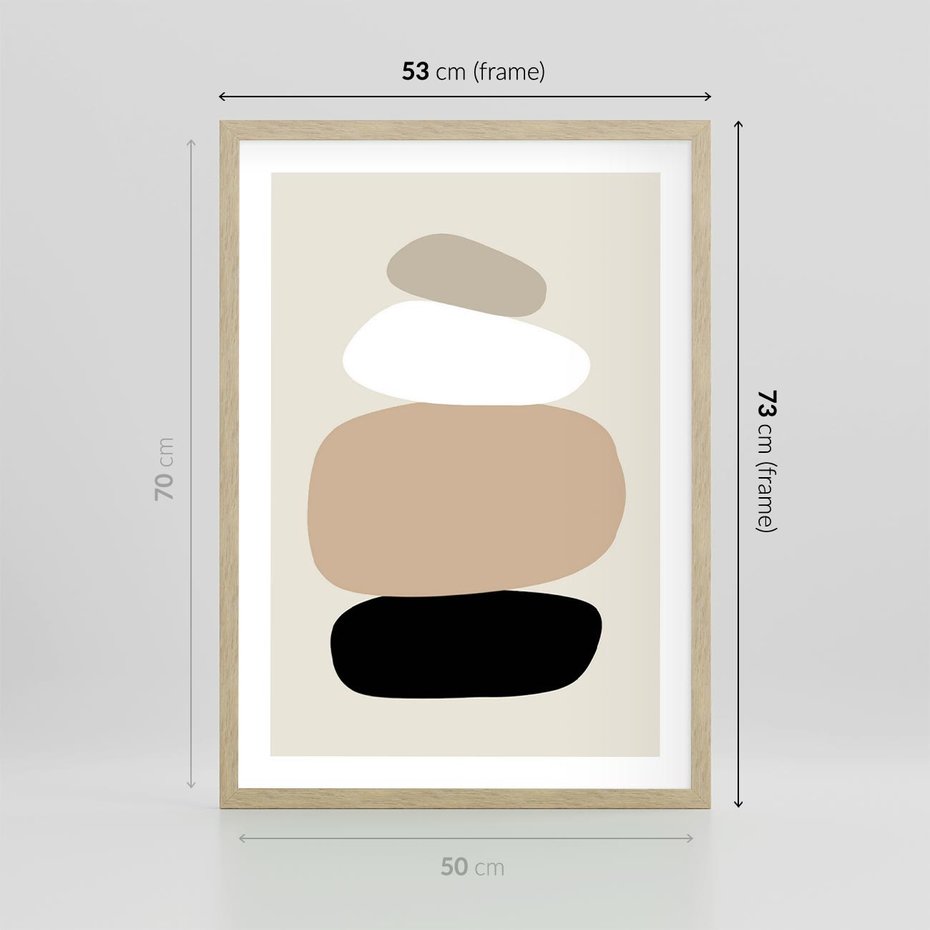 Plakat w ramie 50x70 - Zgeometryzowane Kształty - modernistyczny plakat, obłe kształty - rama drewno