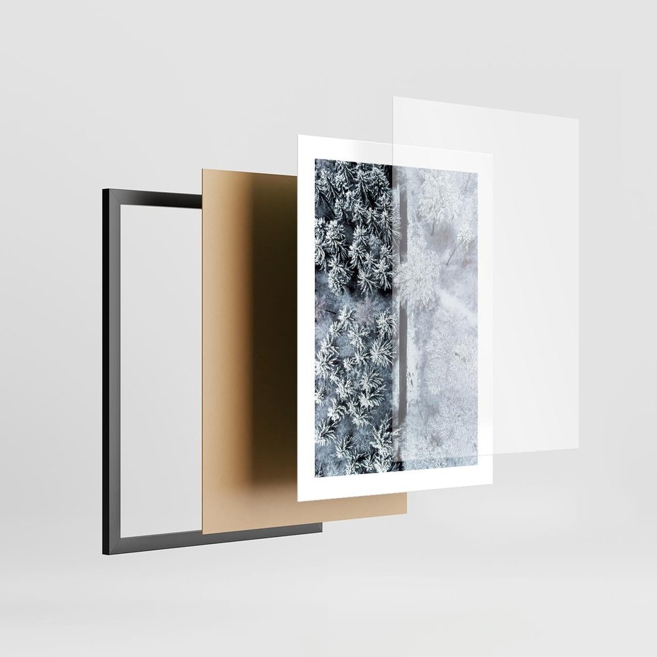 Plakat w ramie 30x40 - Ujęcie Zimowej Szosy - zima, śnieg - rama czarna