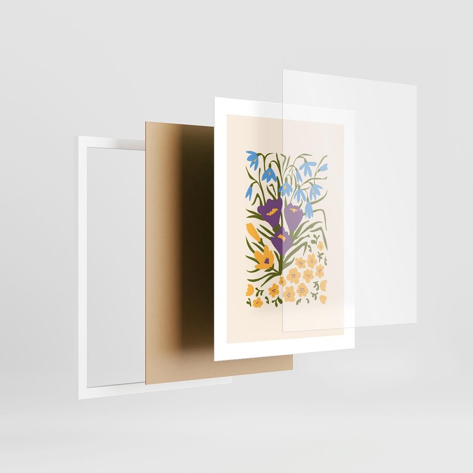 Plakat w ramie 30x40 - Kwiatowe Przenikanie - kwiaty, sztuka nowoczesna - rama biała