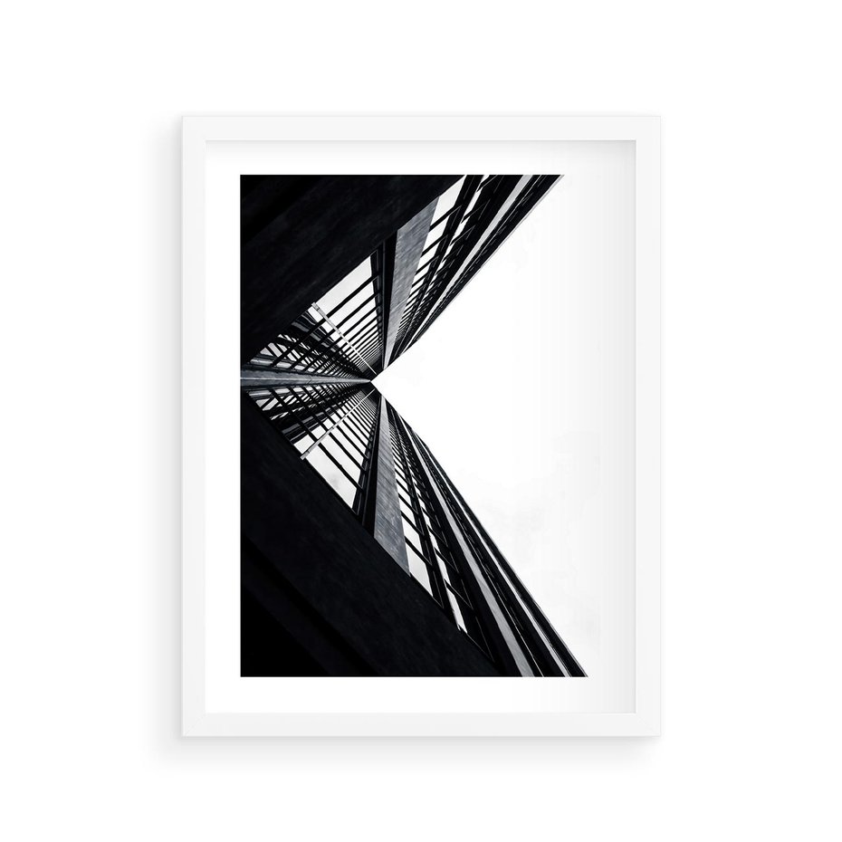 Plakat w ramie 30x40 - Nowoczesność w Linii - architektura, proste linie - rama biała