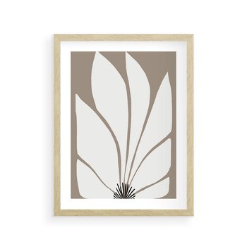 Plakat w ramie 40x50 - Ekspresyjne Kontury - abstrakcyjny kwiat, beże i brązy - rama drewno