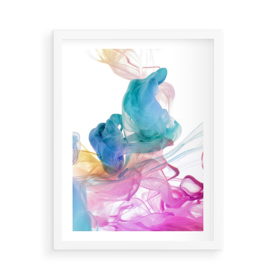 Plakat w ramie 50x70 - Abstrakcyjne Pastelowe Piękno - abstrakcja, pastelowe - rama biała