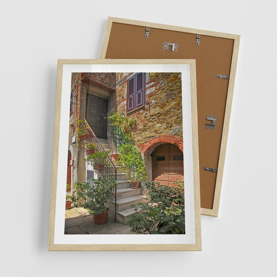 Plakat w ramie 50x70 - Wznies się na wyżyny - schody, perspektywa - rama drewno