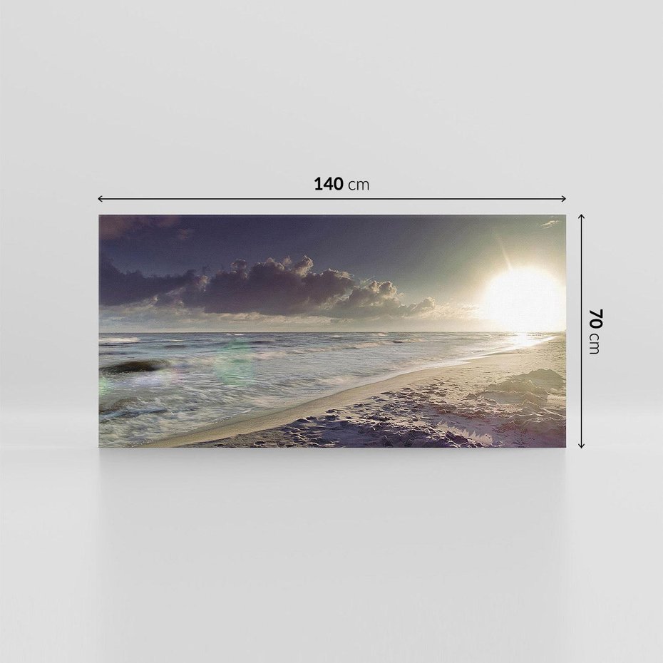 Obraz na płótnie 140x70 - Plaża Morza i Zachód Słońca - plaża, morze