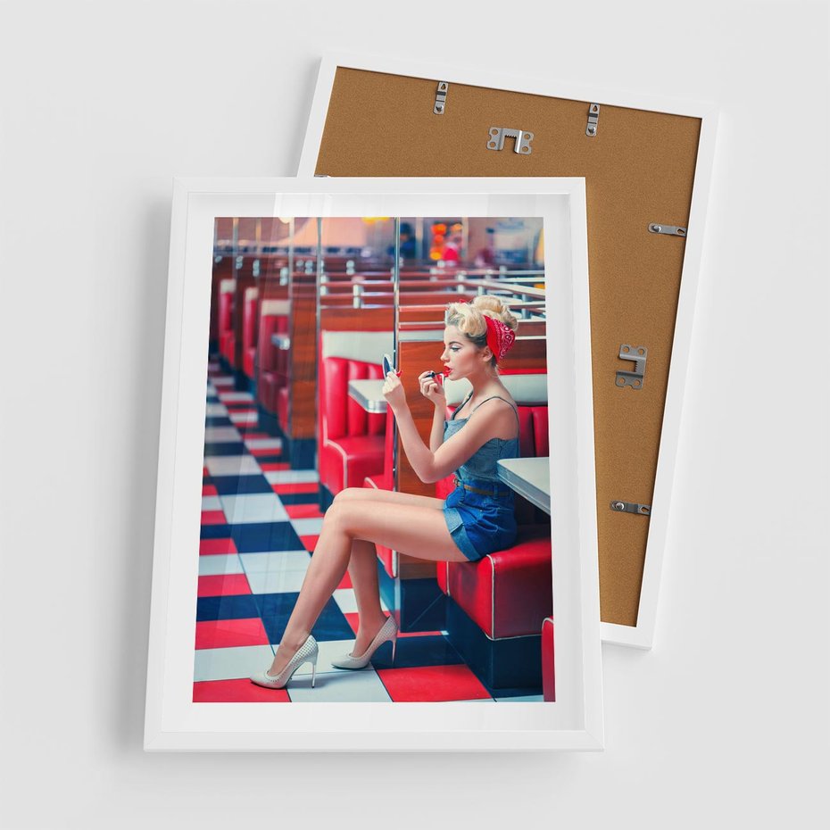 Plakat w ramie 50x70 - Ikoniczna Uroda - retro, Marylin Monroe - rama biała