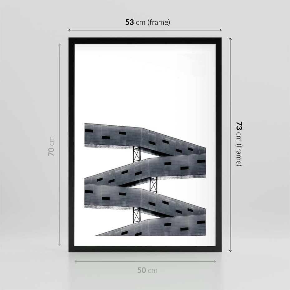 Plakat w ramie 50x70 - Monochromatyczna Sztuka Nowoczesnych Budynków - architektura, nowoczesne formy - rama czarna