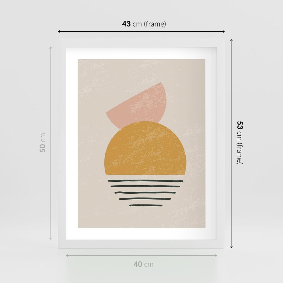 Plakat w ramie 40x50 - Krótka Forma - abstrakcyjna sztuka, boho kształty - rama biała