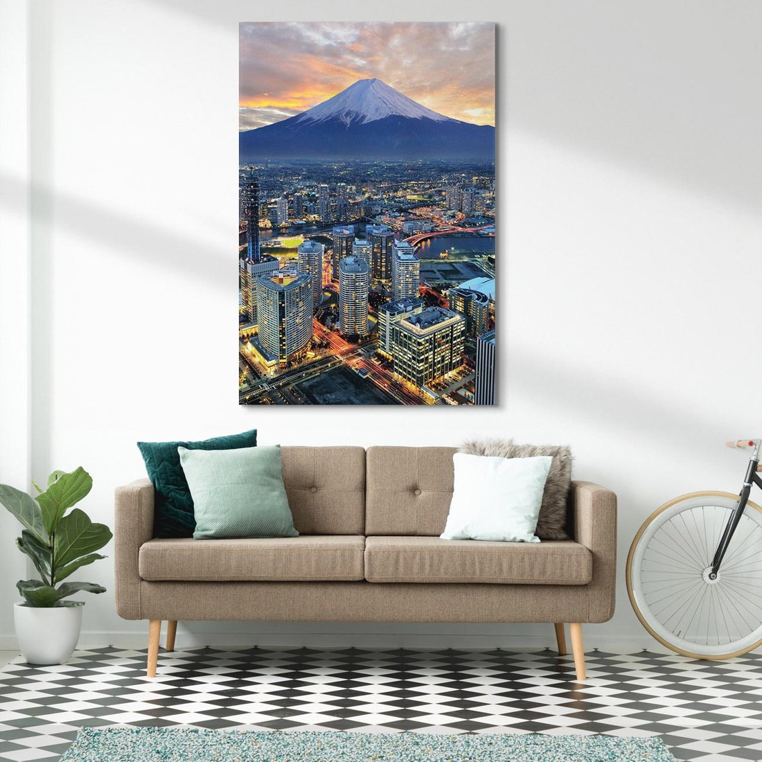 Obraz na płótnie 70x100 - Miasto na Górnym Horyzoncie - miasto, góry