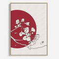 Obraz w ramie 50x70 - Esencja Zen - kwiatnąca wiśnia, orientalna grafika - rama drewno