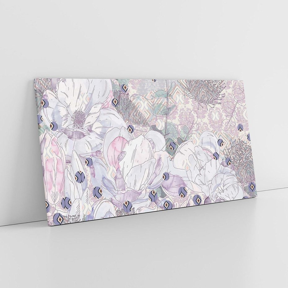 Obraz na płótnie 120x60 - Malowane oddechy istnienia - pomieszane tekstury, kwiatowe elementy