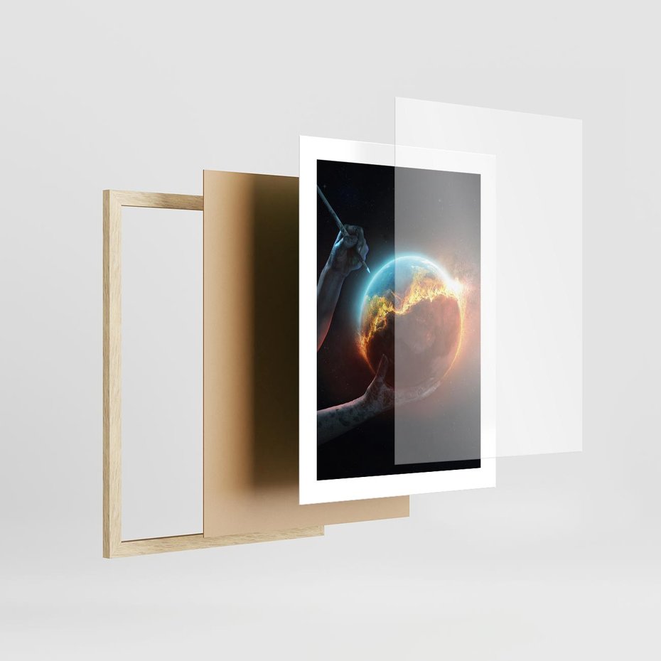 Plakat w ramie 30x40 - Nieznane przestrzenie - planeta, kosmos - rama drewno